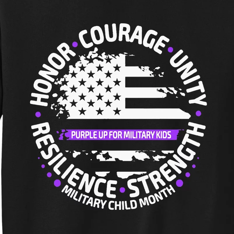 Purple Up For Military Us Flag Cool Military Child Month Tall Sweatshirt