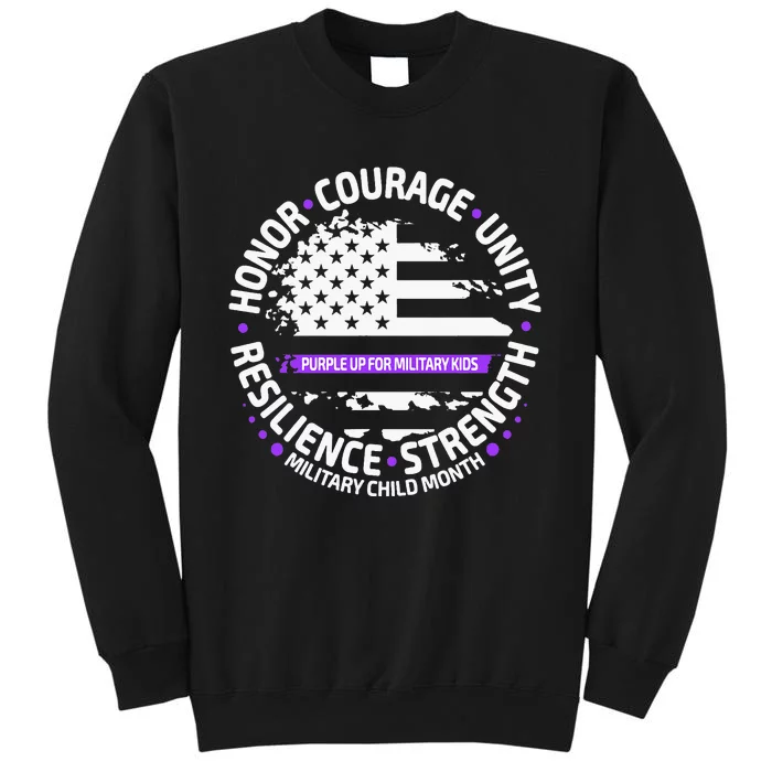 Purple Up For Military Us Flag Cool Military Child Month Tall Sweatshirt