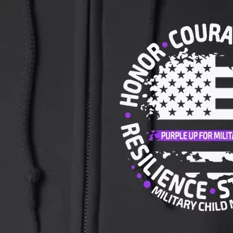 Purple Up For Military Us Flag Cool Military Child Month Full Zip Hoodie