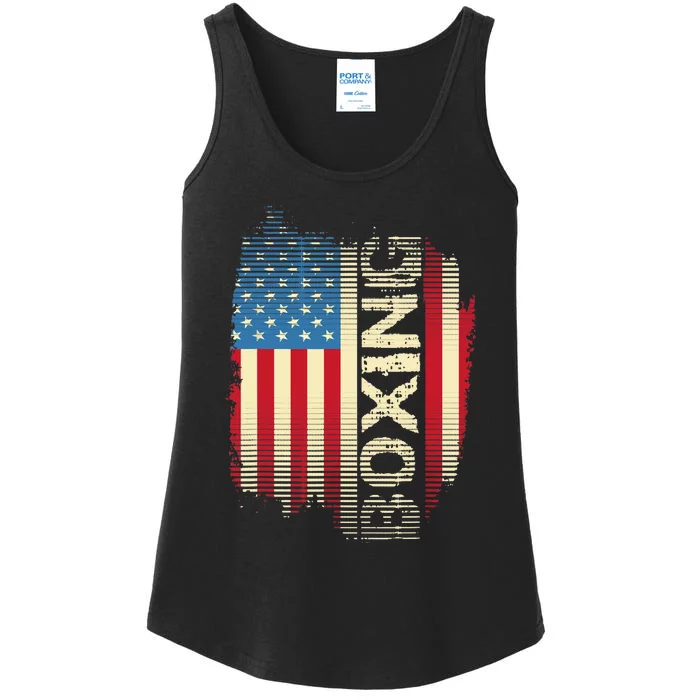 Patriotic USA Flag Boxing Kickboxing Kickboxer Gym Boxer Ladies Essential Tank