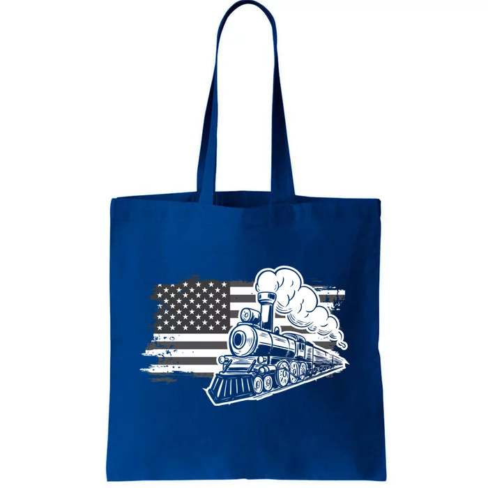 Patriotic Us Flag Train Model Trains Trainspotting Gift Tote Bag