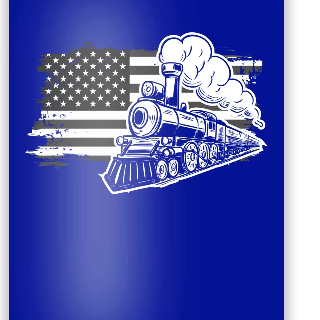 Patriotic Us Flag Train Model Trains Trainspotting Gift Poster