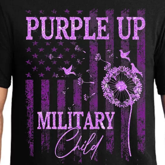 Purple Up For Military Child Month Dandelion Sparkle Flag Pajama Set