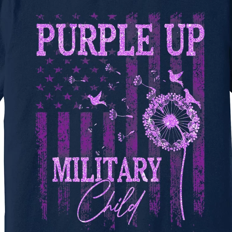 Purple Up For Military Child Month Dandelion Sparkle Flag Premium T-Shirt