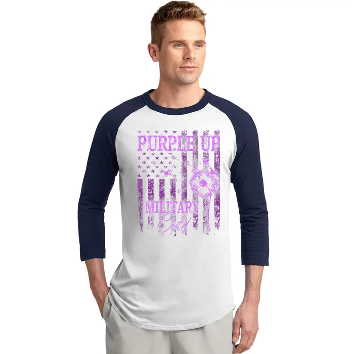 Purple Up For Military Child Month Dandelion Sparkle Flag Baseball Sleeve Shirt