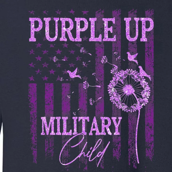 Purple Up For Military Child Month Dandelion Sparkle Flag Toddler Sweatshirt