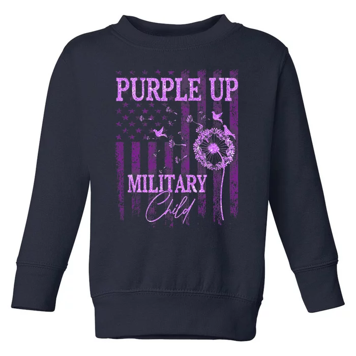 Purple Up For Military Child Month Dandelion Sparkle Flag Toddler Sweatshirt