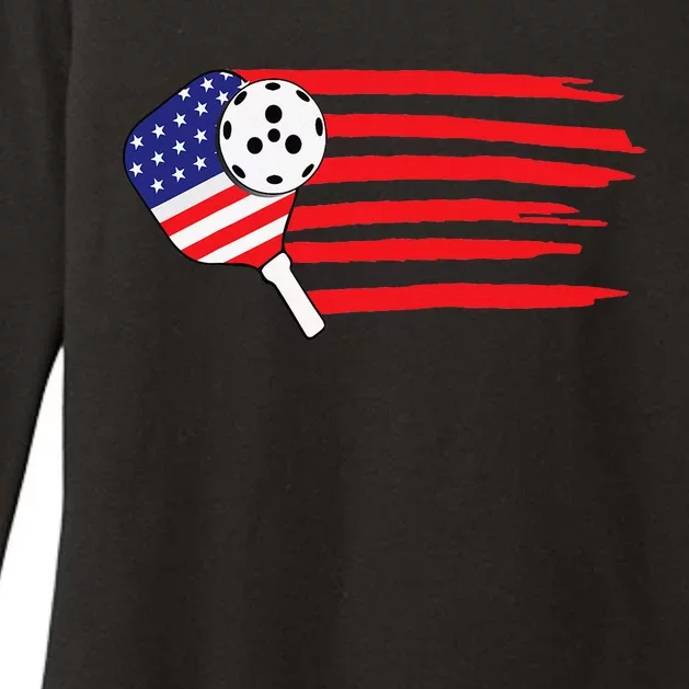 Pickleball US Flag American Patriotic Pickleball 4th of july Womens CVC Long Sleeve Shirt