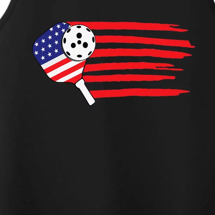 Pickleball US Flag American Patriotic Pickleball 4th of july Performance Tank