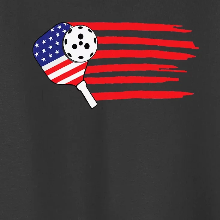 Pickleball US Flag American Patriotic Pickleball 4th of july Toddler T-Shirt