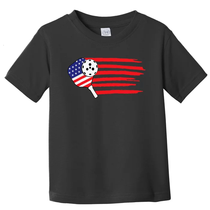 Pickleball US Flag American Patriotic Pickleball 4th of july Toddler T-Shirt