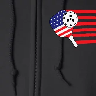 Pickleball US Flag American Patriotic Pickleball 4th of july Full Zip Hoodie