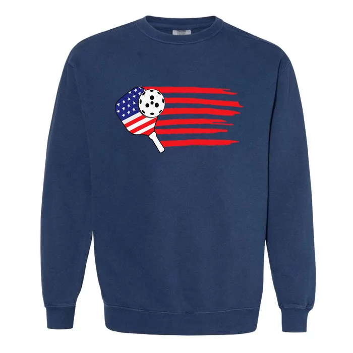 Pickleball US Flag American Patriotic Pickleball 4th of july Garment-Dyed Sweatshirt