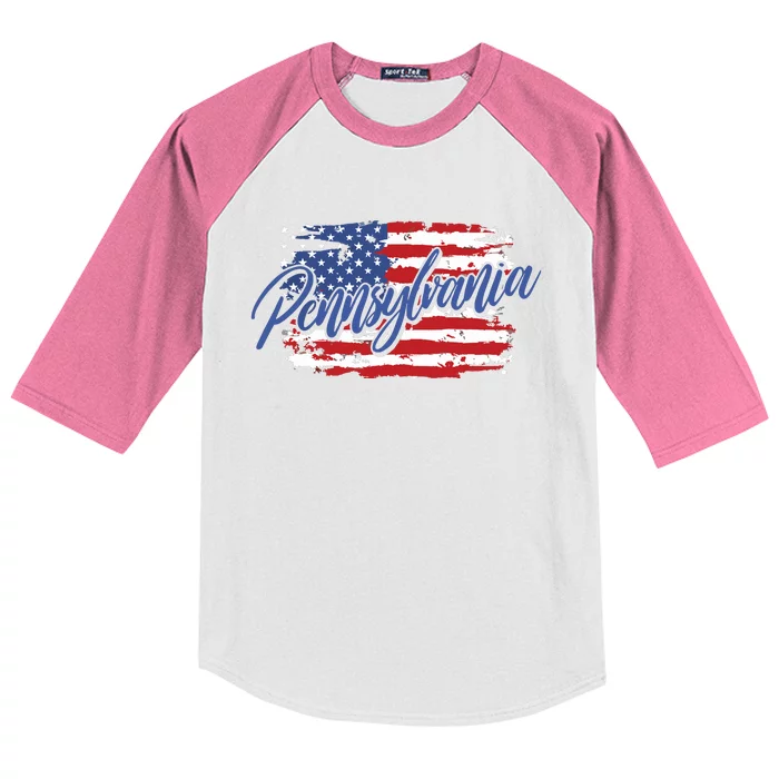 Pennsylvania Us Funny Kids Colorblock Raglan Jersey