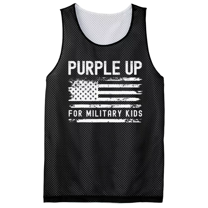 Purple Up For Military Child Month Usa Flag Mesh Reversible Basketball Jersey Tank