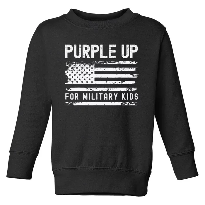 Purple Up For Military Child Month Usa Flag Toddler Sweatshirt