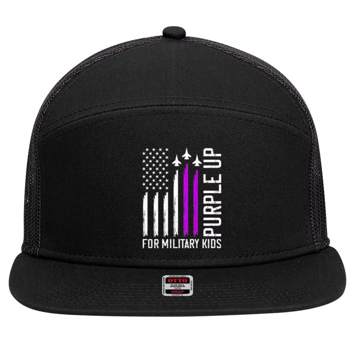 Purple Up For Military Military Child Month 7 Panel Mesh Trucker Snapback Hat