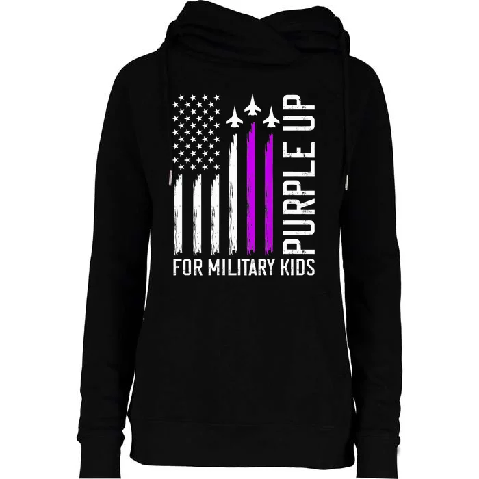 Purple Up For Military Military Child Month Womens Funnel Neck Pullover Hood