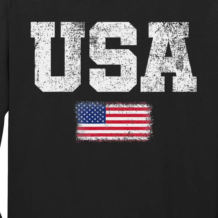 Patriotic Usa Flag 4th Of July Tall Long Sleeve T-Shirt