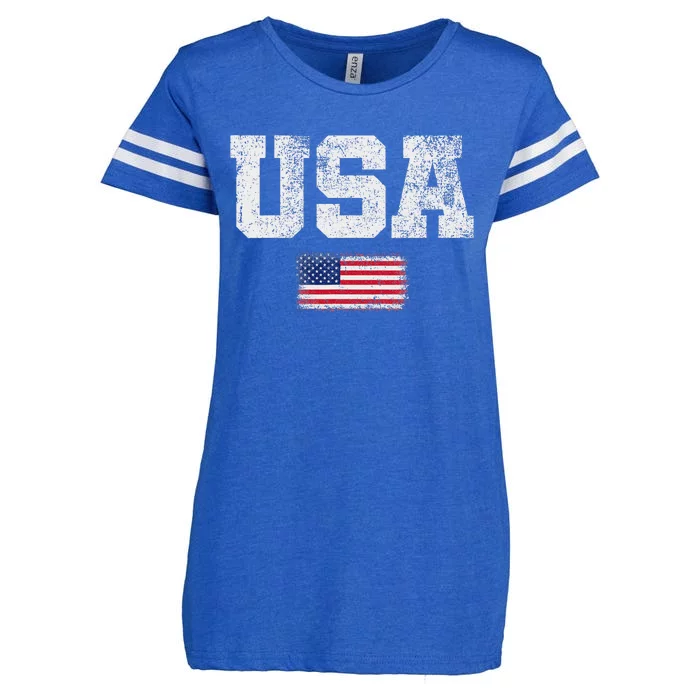 Patriotic Usa Flag 4th Of July Enza Ladies Jersey Football T-Shirt