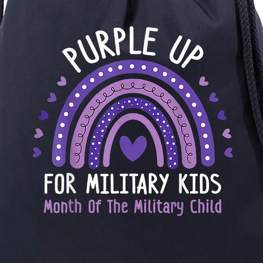 Purple Up For Military Month of the Military Child Drawstring Bag