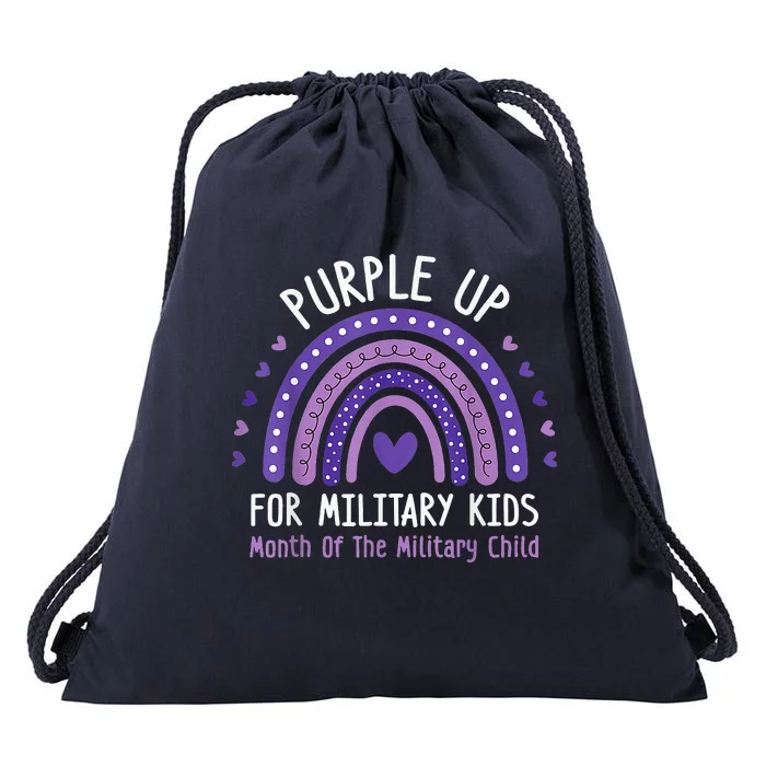 Purple Up For Military Month of the Military Child Drawstring Bag