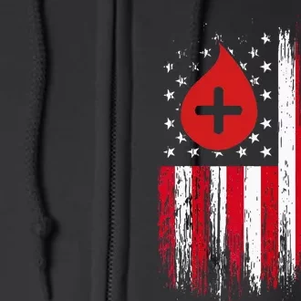 Phlebotomist US Flag Syringe Blood Veins Phlebotomy Tech Full Zip Hoodie