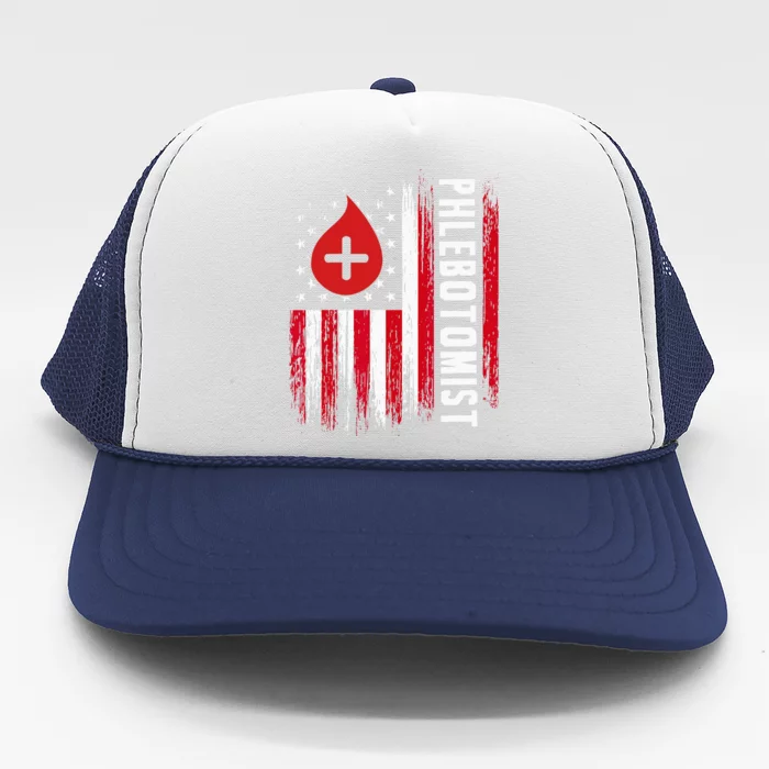 Phlebotomist US Flag Syringe Blood Veins Phlebotomy Tech Trucker Hat