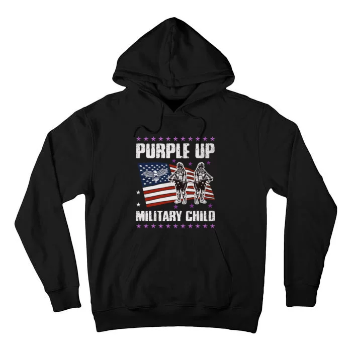 Purple Up For Military Child Month American US Flag Tall Hoodie