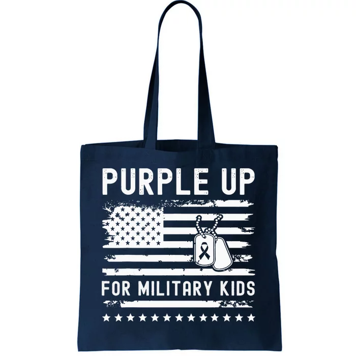 Purple Up For Military Child Month Heart Tote Bag