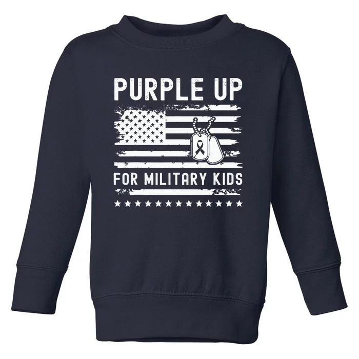 Purple Up For Military Child Month Heart Toddler Sweatshirt