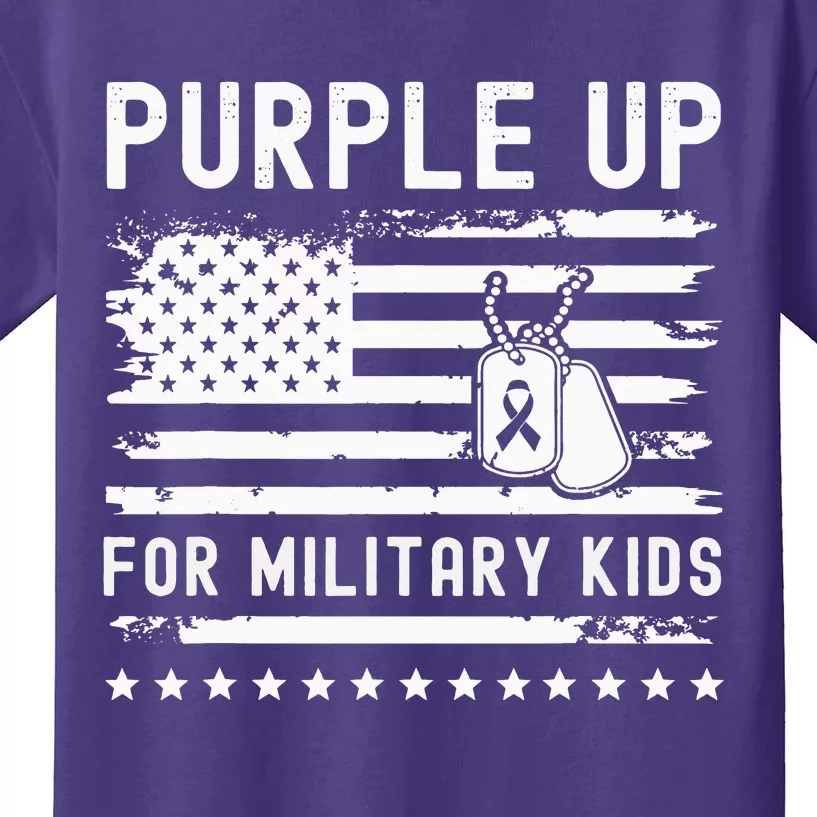 Purple Up For Military Child Month Heart Kids T-Shirt