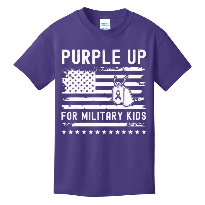 Purple Up For Military Child Month Heart Kids T-Shirt