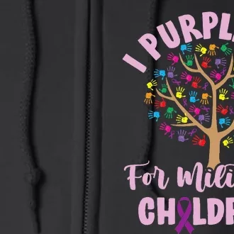 Purple Up For Military Children Tree Month Of Military Child Full Zip Hoodie