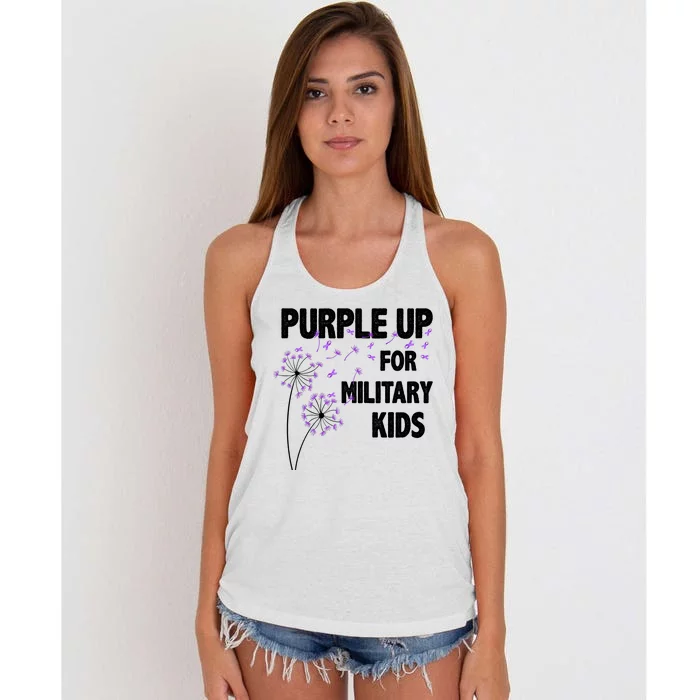 Purple Up For Military Child Month Women's Knotted Racerback Tank