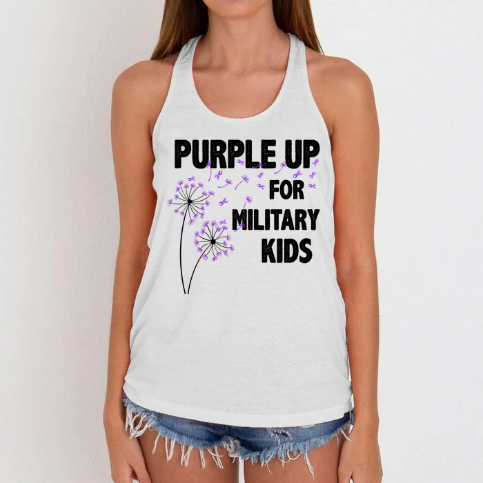 Purple Up For Military Child Month Women's Knotted Racerback Tank