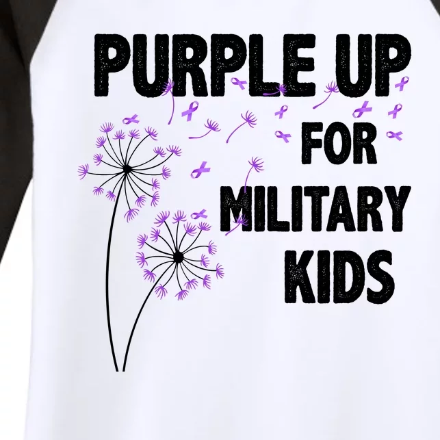 Purple Up For Military Child Month Women's Tri-Blend 3/4-Sleeve Raglan Shirt