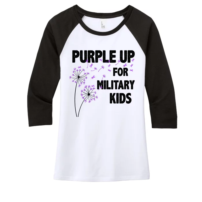 Purple Up For Military Child Month Women's Tri-Blend 3/4-Sleeve Raglan Shirt