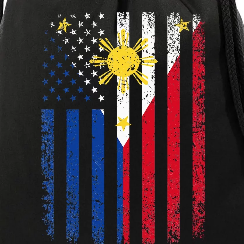 Philippines Usa Flag Drawstring Bag