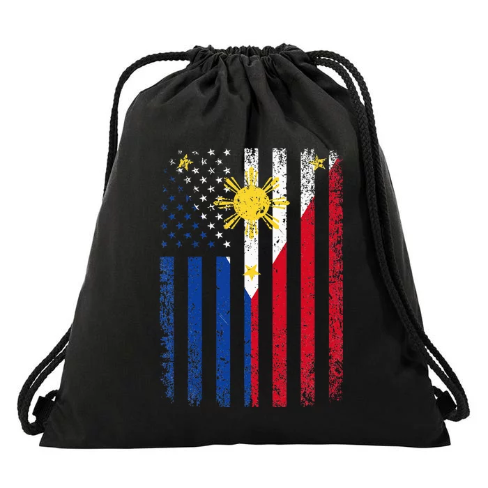 Philippines Usa Flag Drawstring Bag