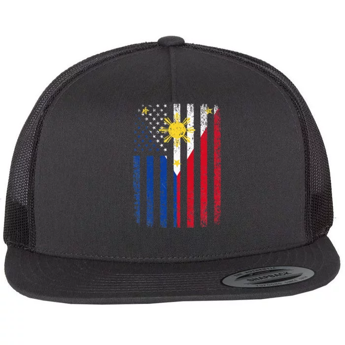 Philippines Usa Flag Flat Bill Trucker Hat