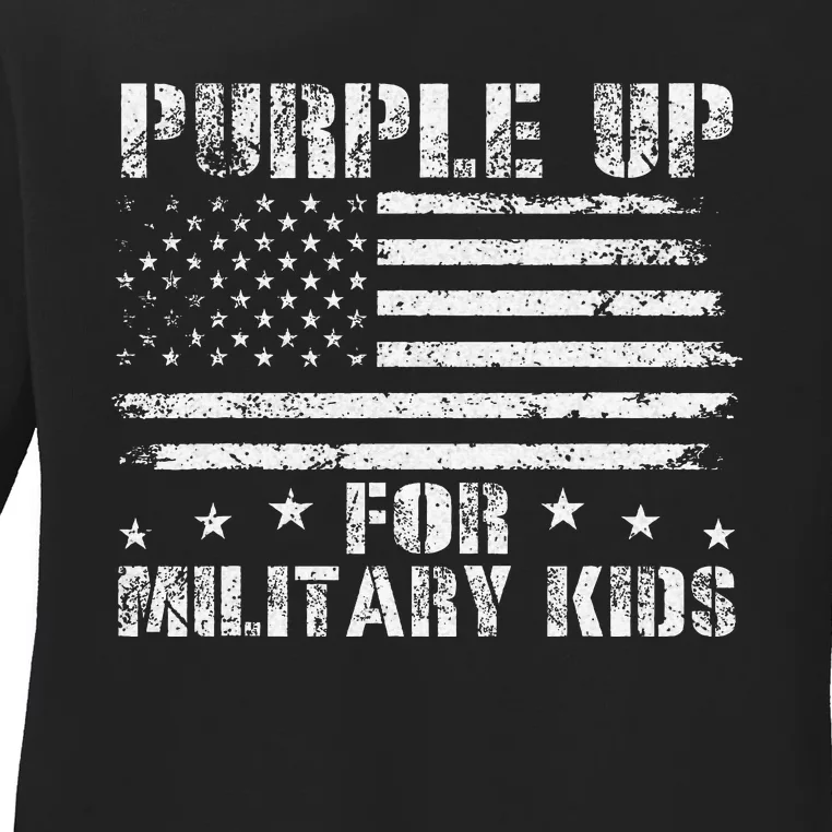 Purple Up For Military Day Proud Military Children 2024 Ladies Long Sleeve Shirt