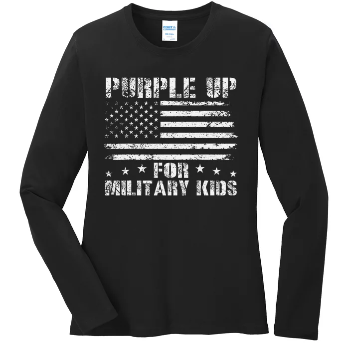 Purple Up For Military Day Proud Military Children 2024 Ladies Long Sleeve Shirt