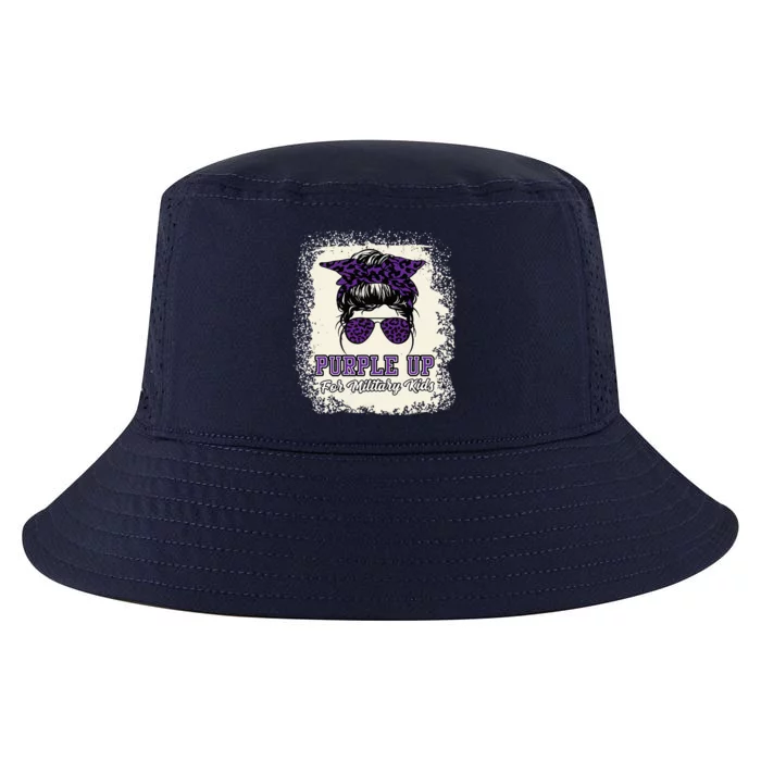 Purple Up For Military Messy Bun Military Child Month Cool Comfort Performance Bucket Hat