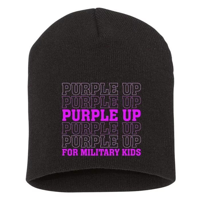 Purple Up For Military Child Month Short Acrylic Beanie