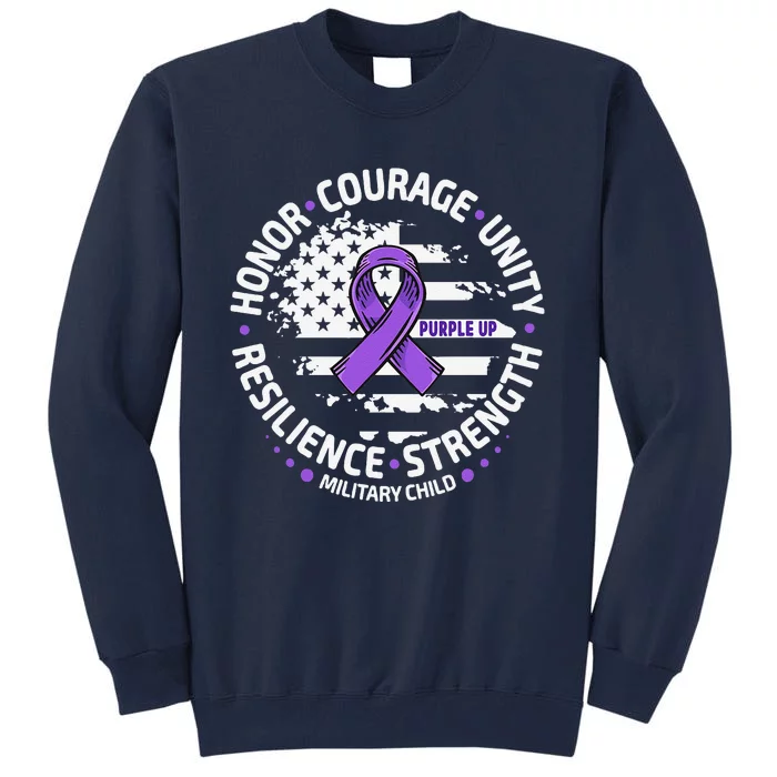 Purple Up For Military Child Us Flag Cool Military Child Month Tall Sweatshirt