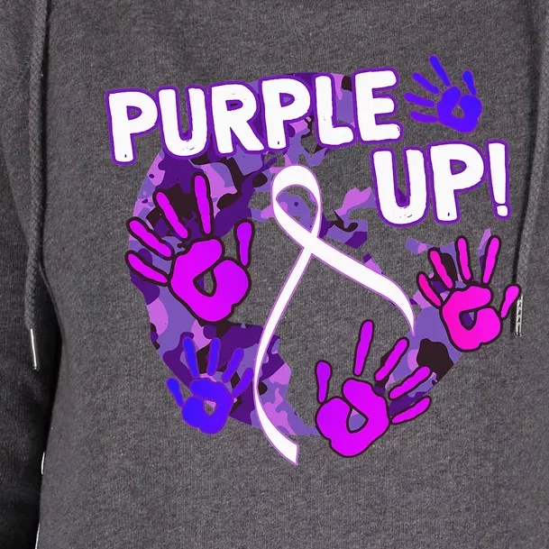 Purple Up For Military Month Of The Military Child Womens Funnel Neck Pullover Hood