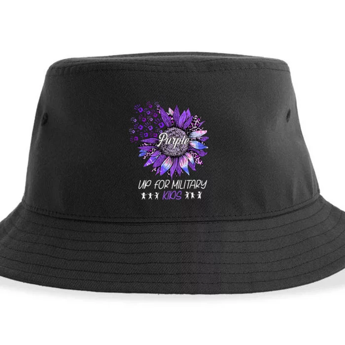 Purple Up For Military Child Sunflower Military Child Month Sustainable Bucket Hat