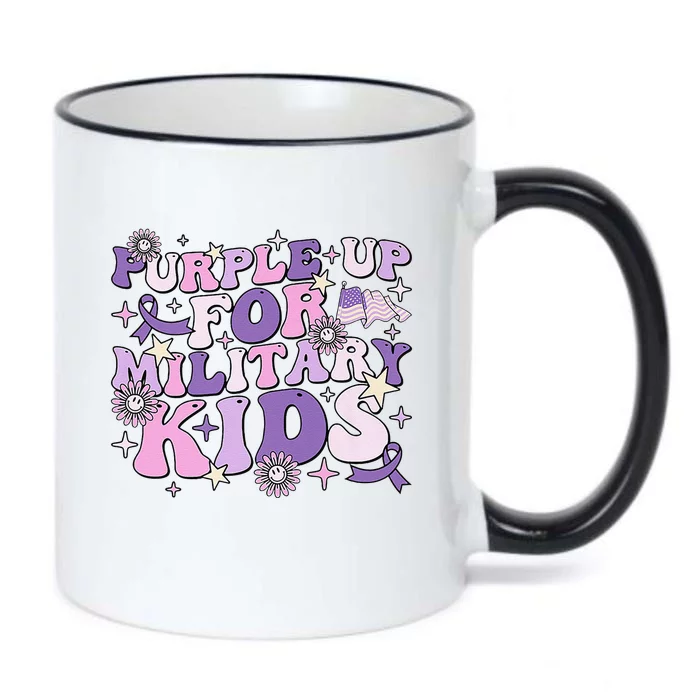 Purple Up For Military Child Cute Groovy Military Child Month Black Color Changing Mug