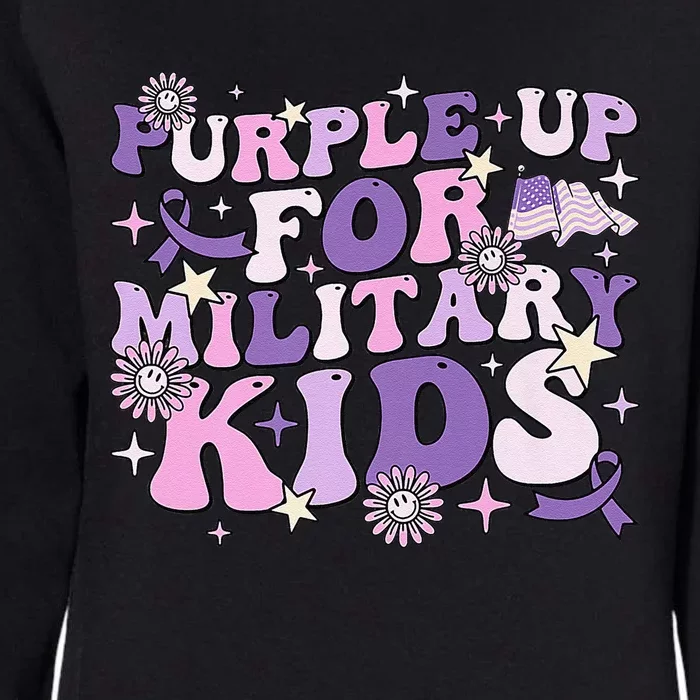 Purple Up For Military Child Cute Groovy Military Child Month Womens California Wash Sweatshirt